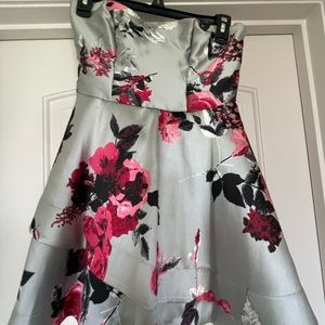 Strapless Floral Homecoming Dress